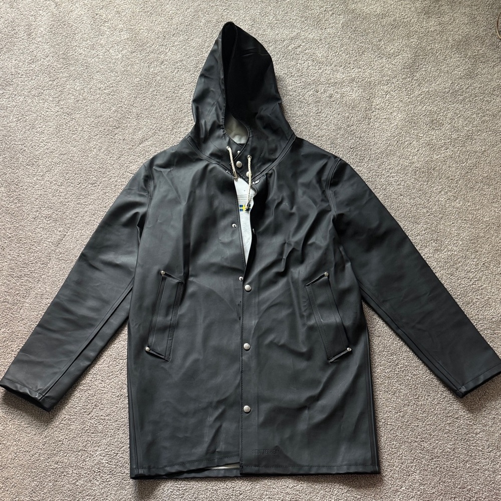 Stutterheim Charcoal Hooded Raincoat